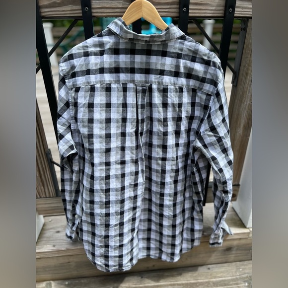 Chaps extra large button down dress shirt black/white checkered - Picture 9 of 11